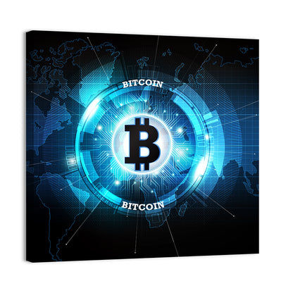 Futuristic Bitcoin Globe Wall Art