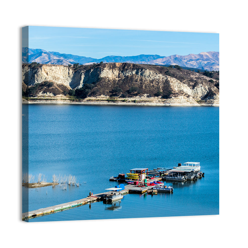 Lake Cachuma Dock and Mountains Wall Art