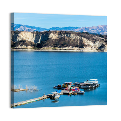 Lake Cachuma Dock and Mountains Wall Art