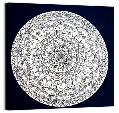 Navy Ornamental Mandala Wall Art