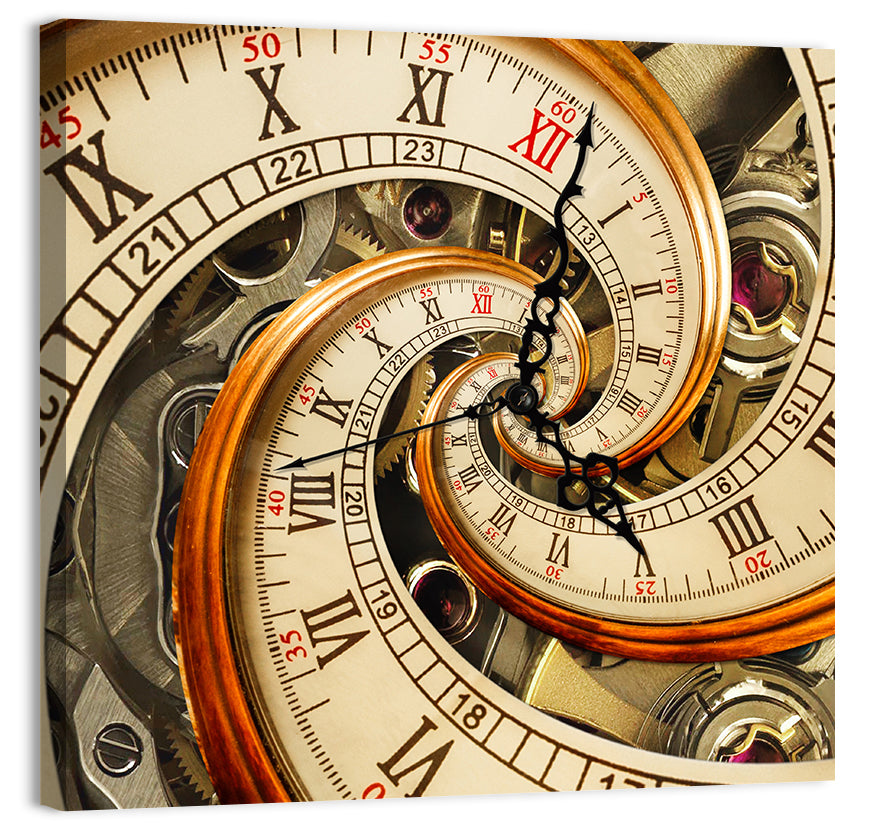 Surreal Infinity Clock Spiral Wall Art, canvas print, square