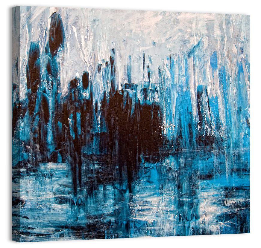 Rainy Abstract Skyline Reflection Wall Art