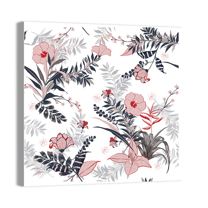 Tropical Hibiscus Pattern Wall Art as a canvas print