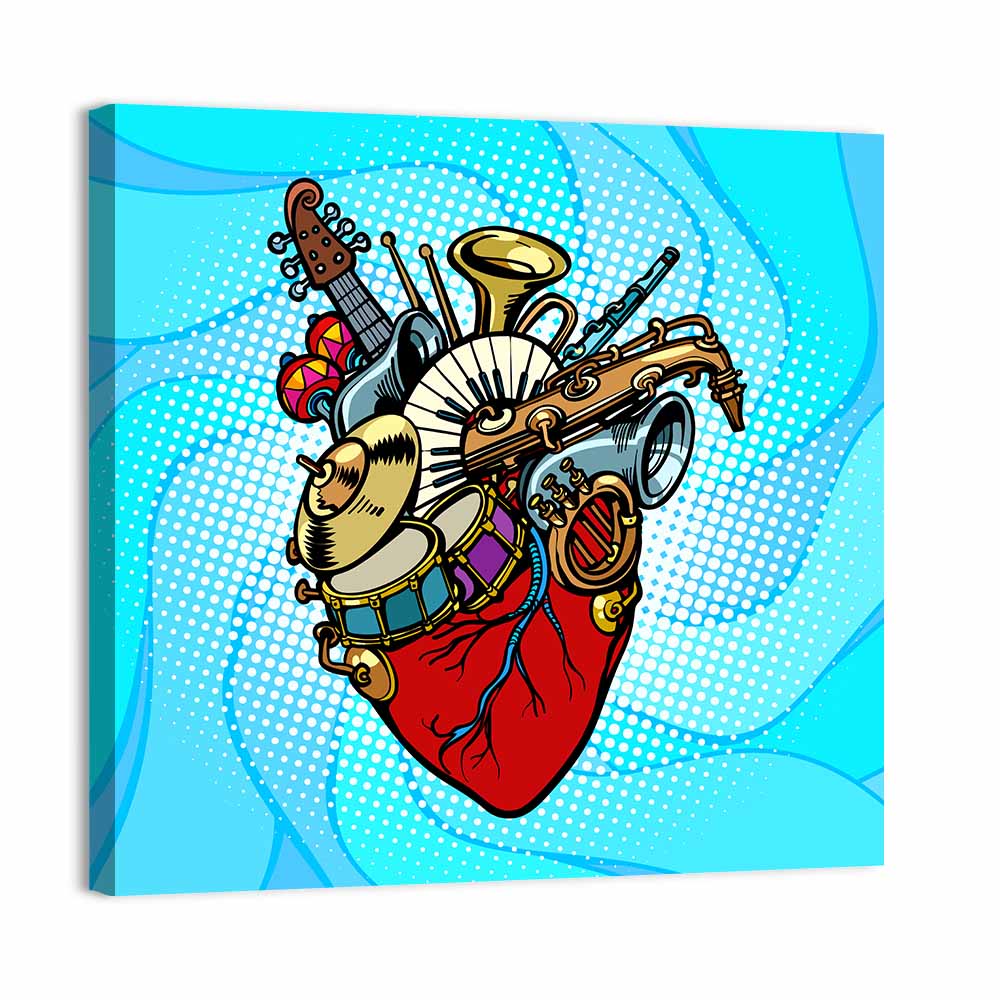 Jazz Orchestra Heart Illustration Wall Art