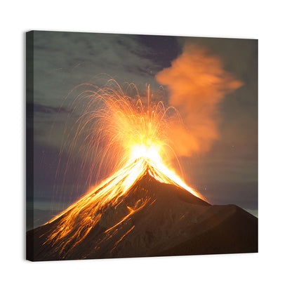 Starry Night Volcano Eruption Wall Art