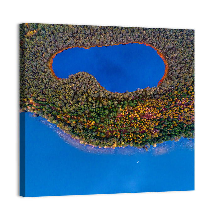 Autumn Forest Lake Wall Art as a canvas print