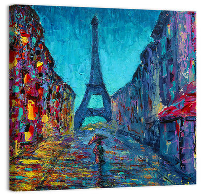 Rainy Paris Street with Eiffel Tower Wall Art
