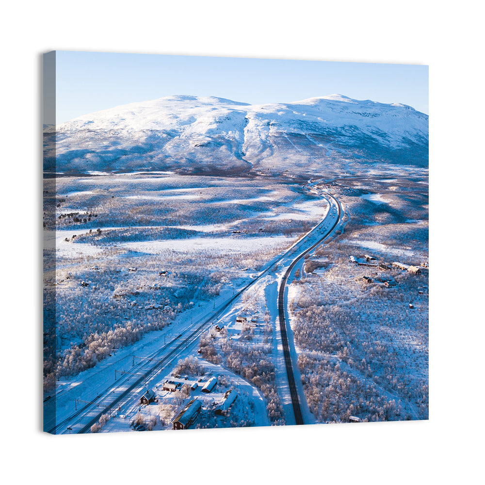 Snowy Valley with Parallel Tracks Wall Art