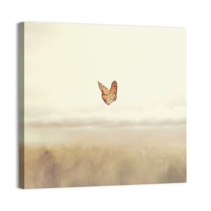 Monarch Over Beige Field Wall Art