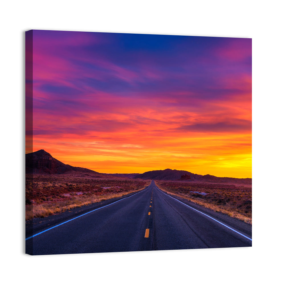 Infinite Desert Road Sunset Wall Art