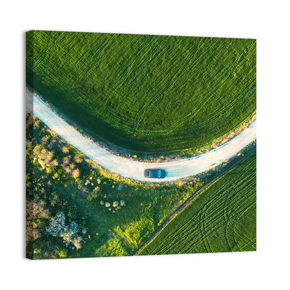 Aerial Farm Fields at Golden Hour Wall Art