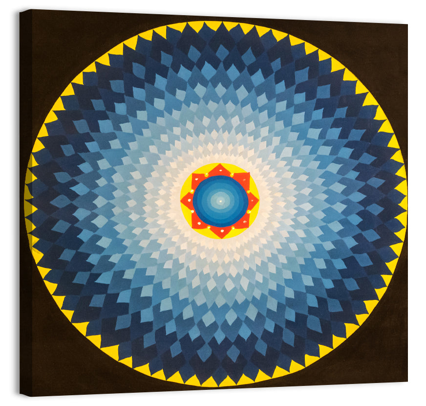 Radiant Blue Sunburst Mandala Wall Art