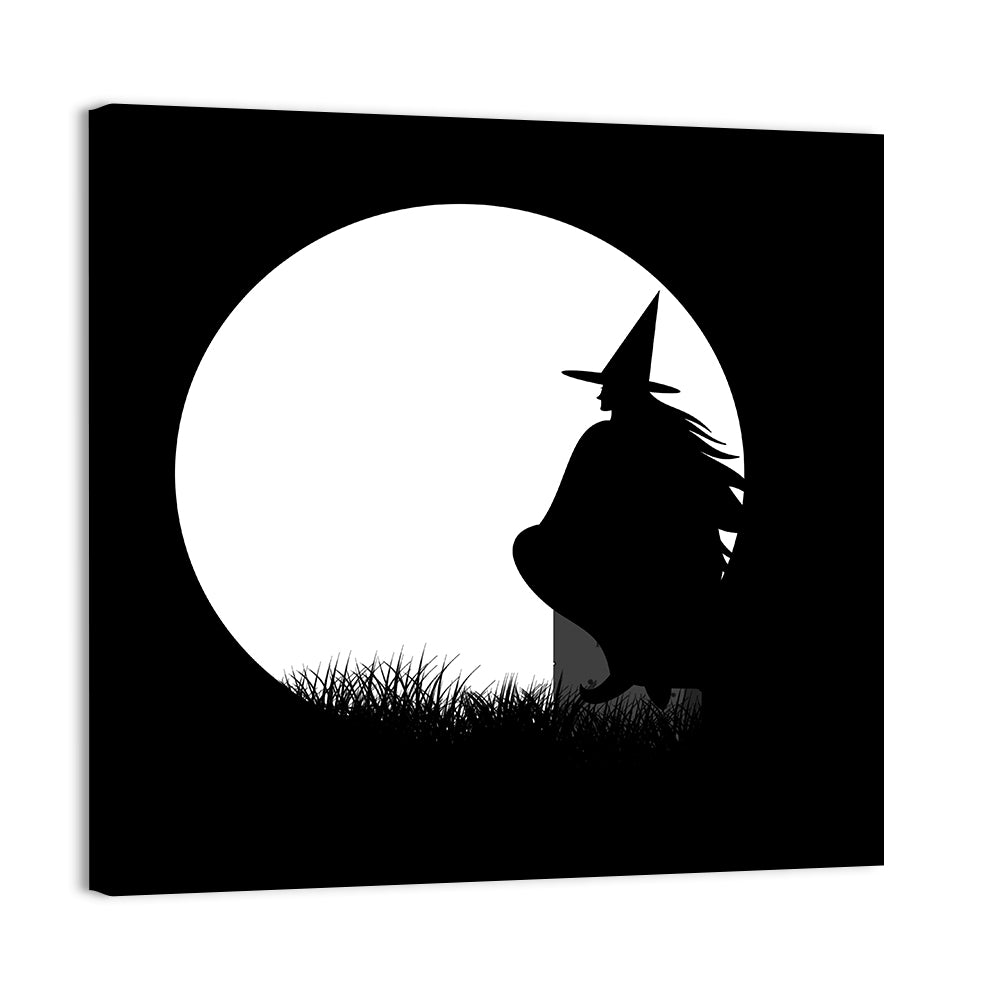 Witch and Moon Silhouette Wall Art