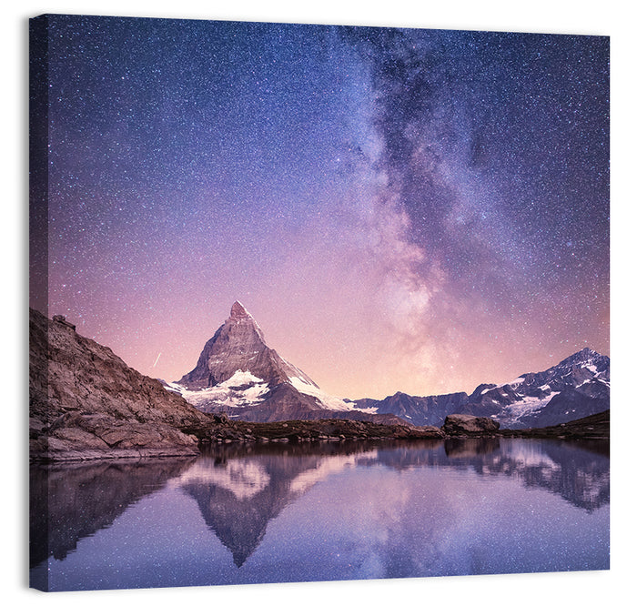 Matterhorn Starry Reflection Wall Art as a canvas print