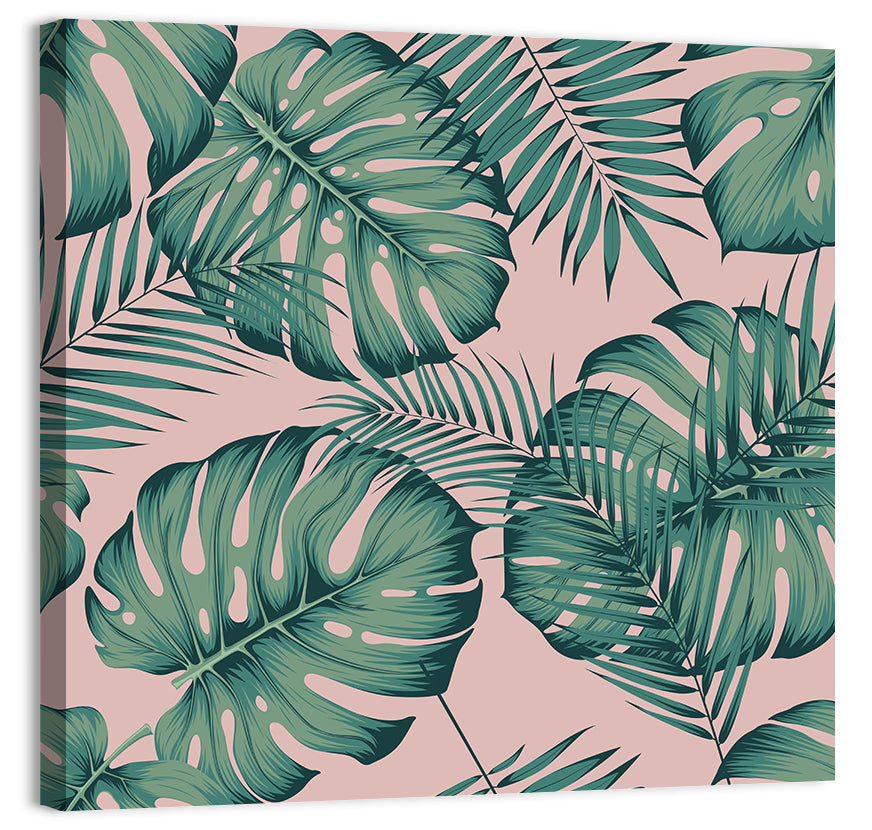 Areca Palm and Monstera Leaves Wall Art