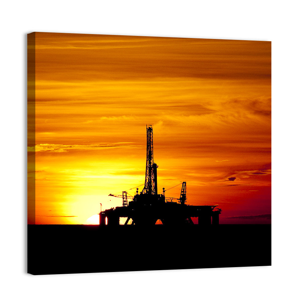 Offshore Oil Rig at Sunset Wall Art