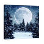 Full Moon Over Snowy Pines Wall Art