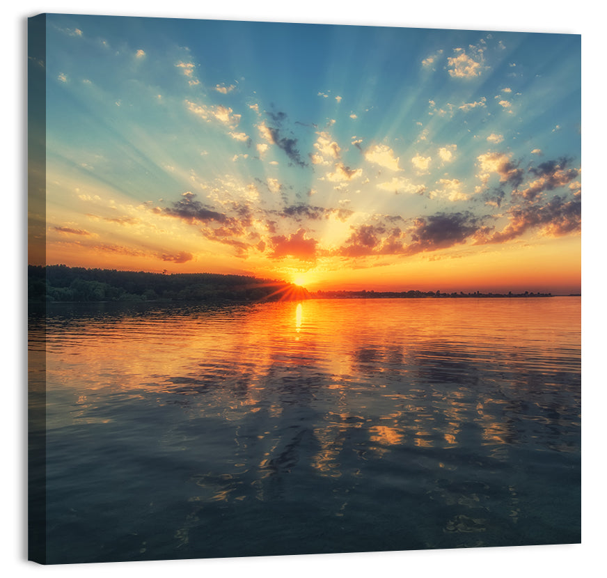 Sunburst Over River Wall Art