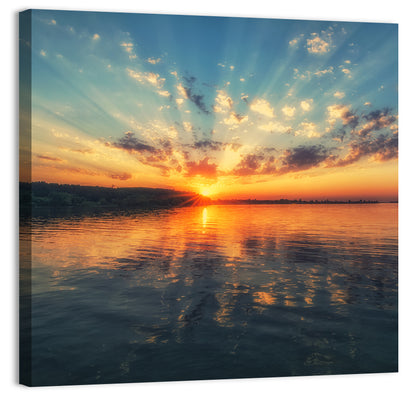 Sunburst Over River Wall Art