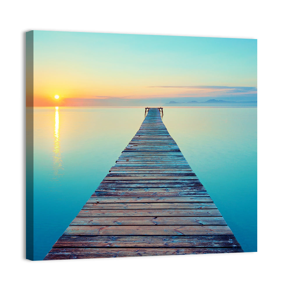 Wooden Footbridge at Sunset Wall Art