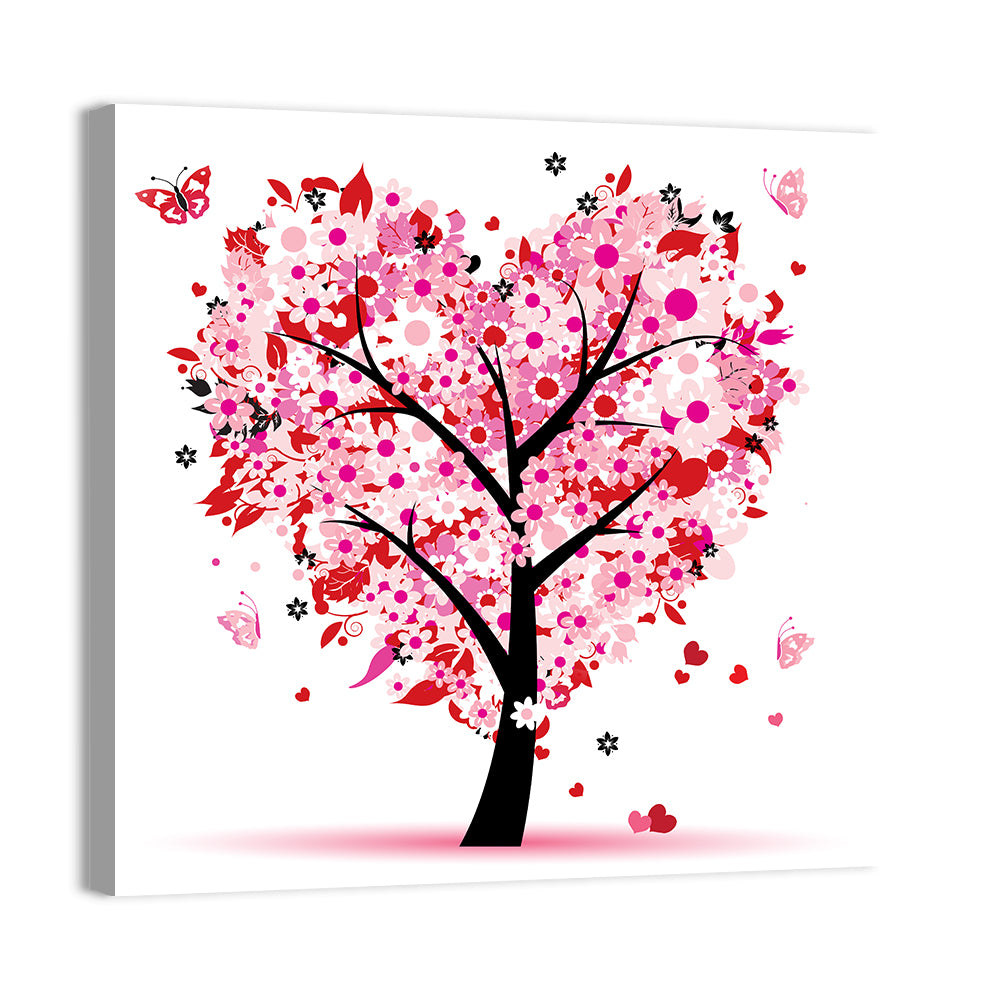 Pink Heart Tree Wall Art
