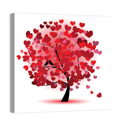 Heart Tree with Kissing Birds Wall Art