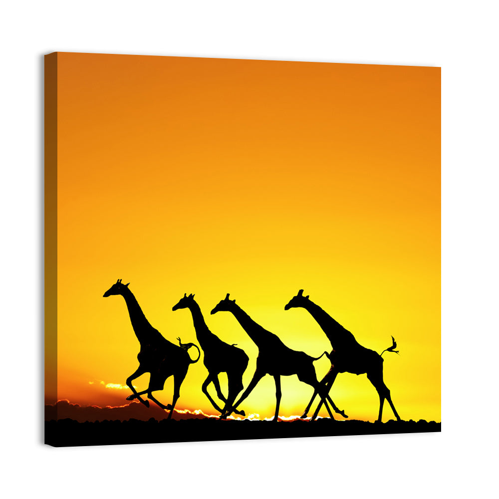 Savanna Giraffes at Sunset Wall Art
