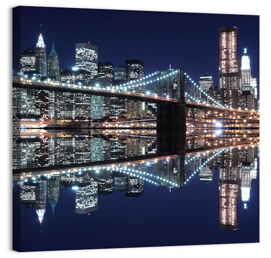 Brooklyn Bridge Symphony at Night Wall Art