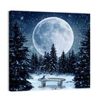 Full Moon Over Snowy Pines Wall Art