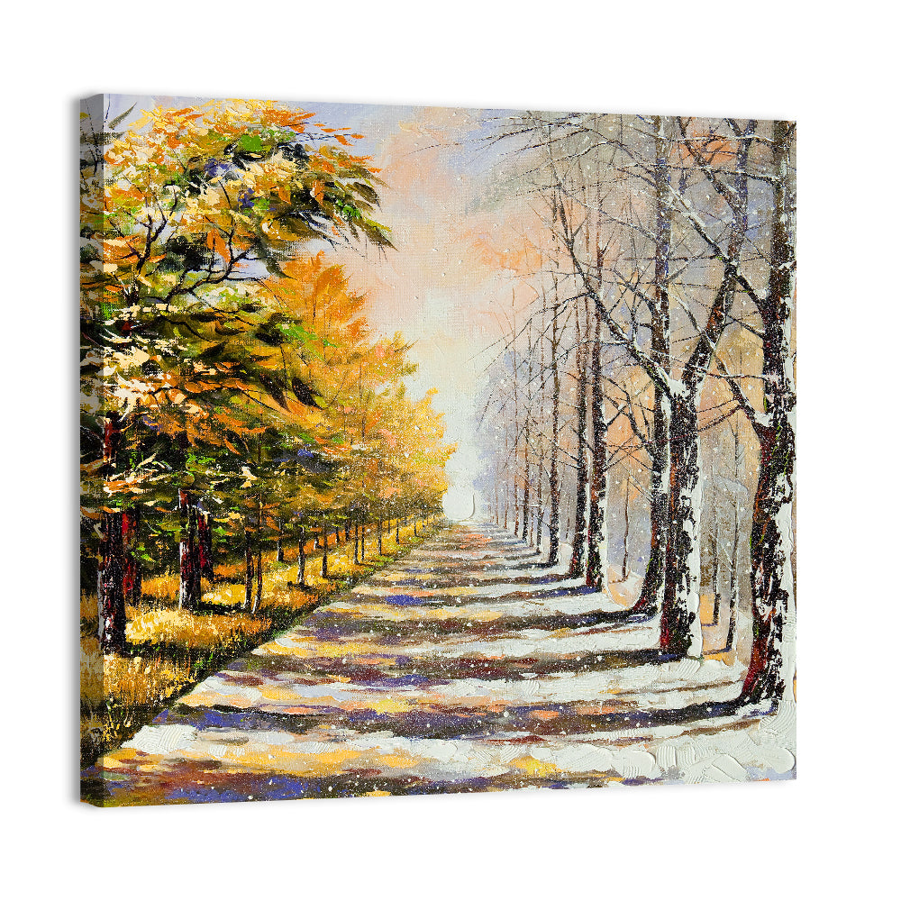 Autumn to Winter Forest Path Wall Art
