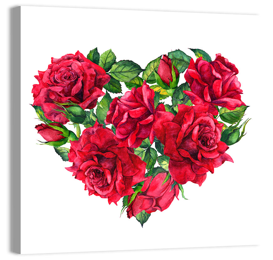 Watercolor Rose Heart Wall Art