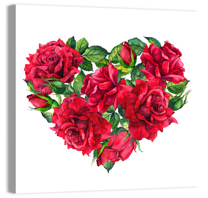 Watercolor Rose Heart Wall Art