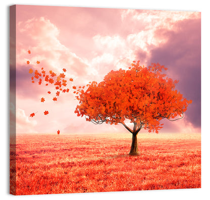 Red Autumn Tree Wall Art