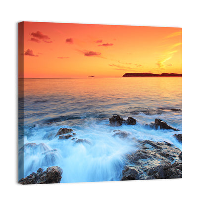 Dubrovnik Sunset Over Rocky Shore Wall Art