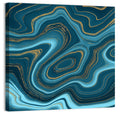 Navy Teal Marble Abstract Wall Art