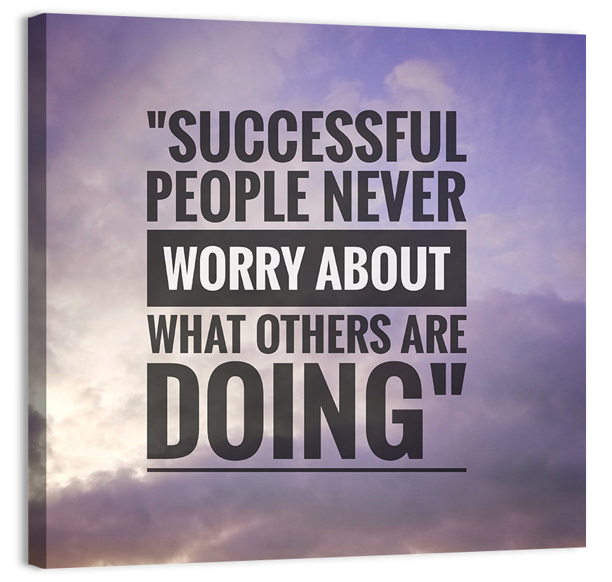 Successful People Never Worry Cloudy Sky Quote Wall Art
