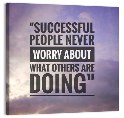 Successful People Never Worry Cloudy Sky Quote Wall Art
