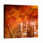 Chess with Faded World Map Wall Art