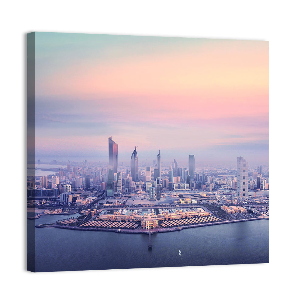 Kuwait City Twilight Skyline Wall Art