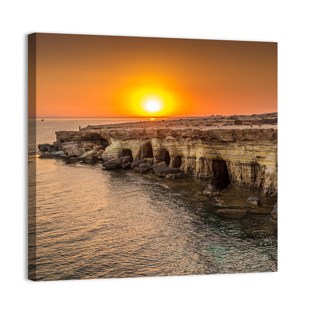 Sunset Over Sea Caves Wall Art