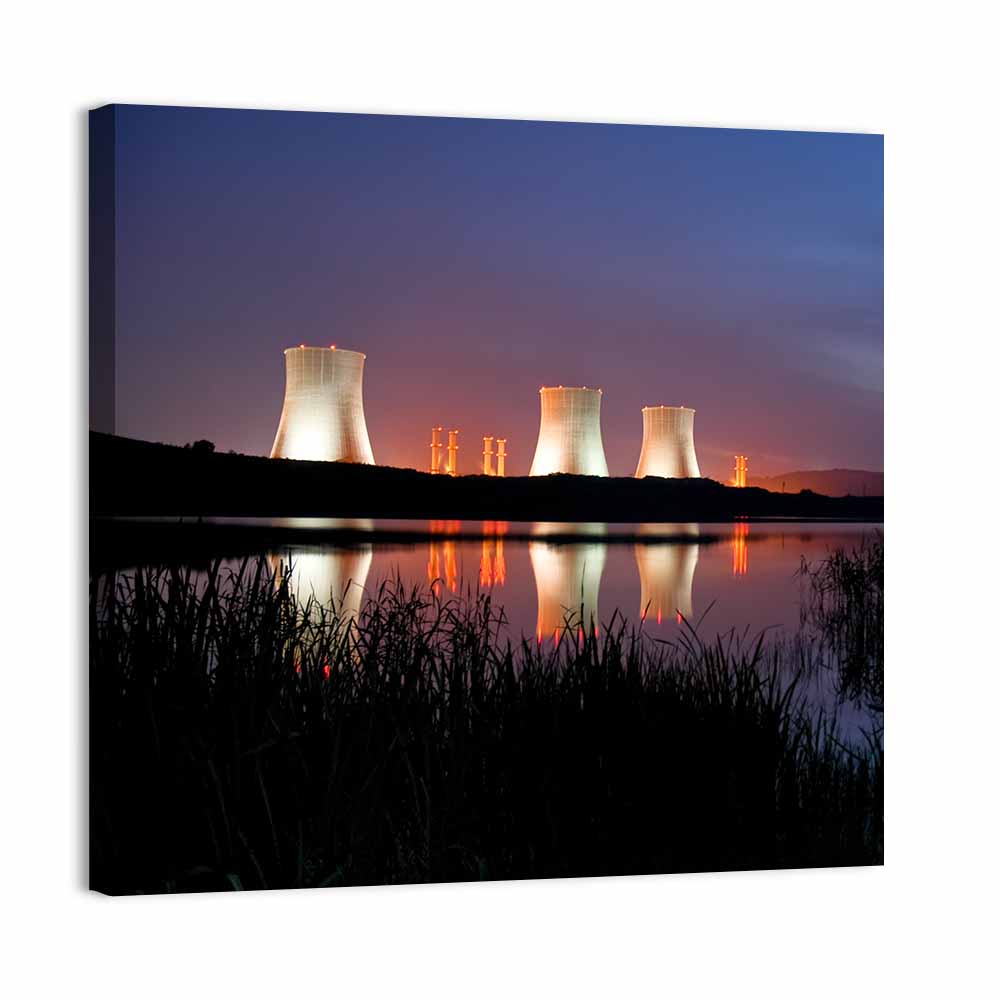 Illuminated Nuclear Cooling Towers Wall Art
