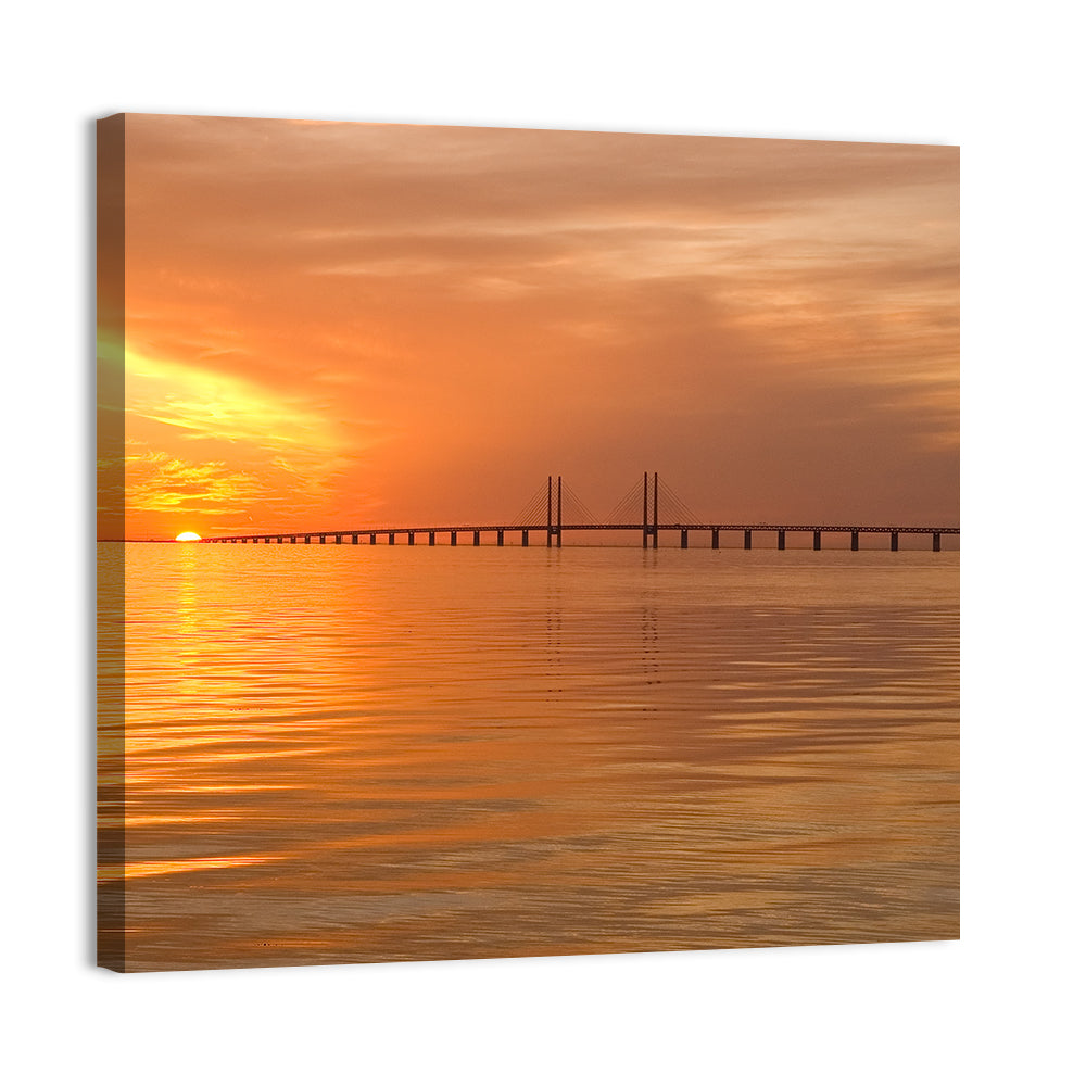 Oresunds Bridge Sunset Wall Art