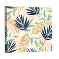 Cream and Navy Summer Leaves Pattern Wall Art