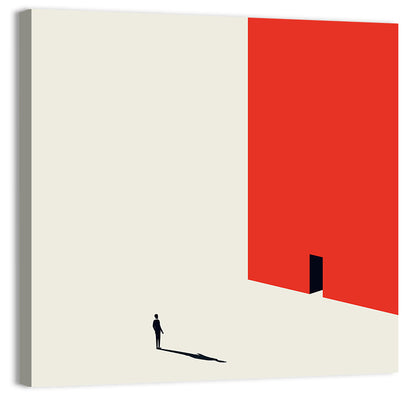 Solitary Figure with Red Door Wall Art