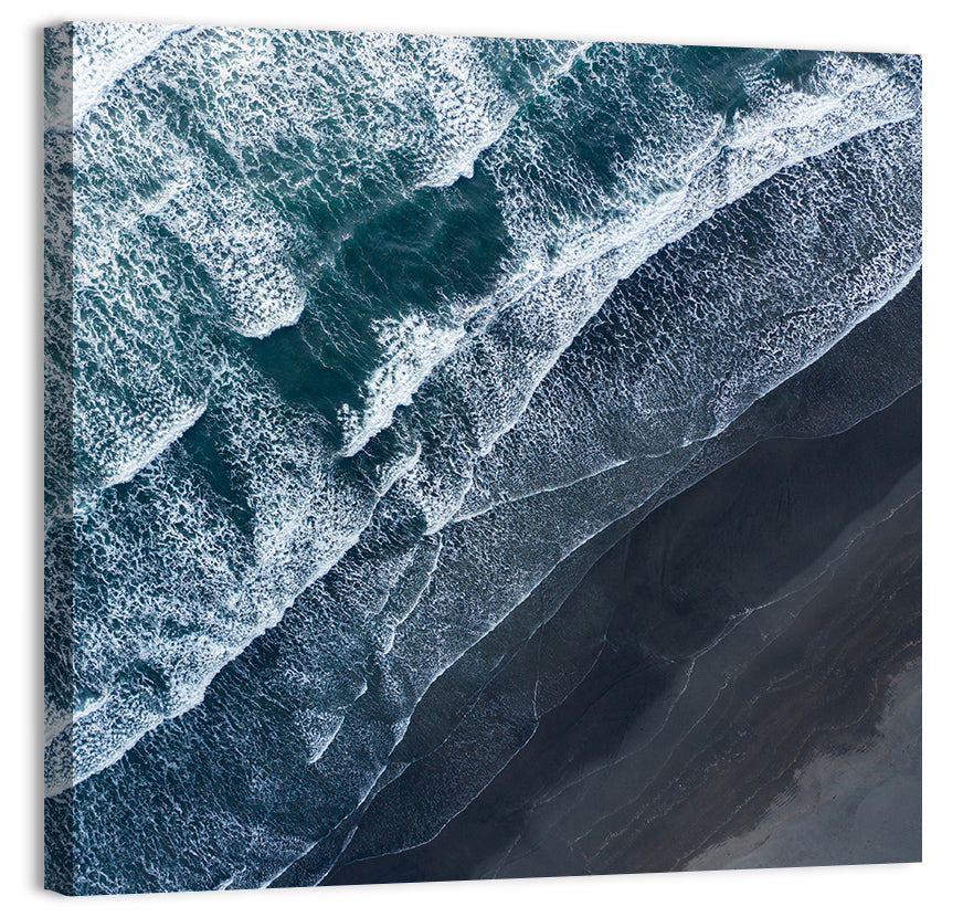 Volcanic Surf on Black Sand Wall Art