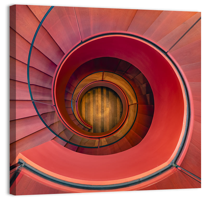 Red Spiral Staircase Wall Art