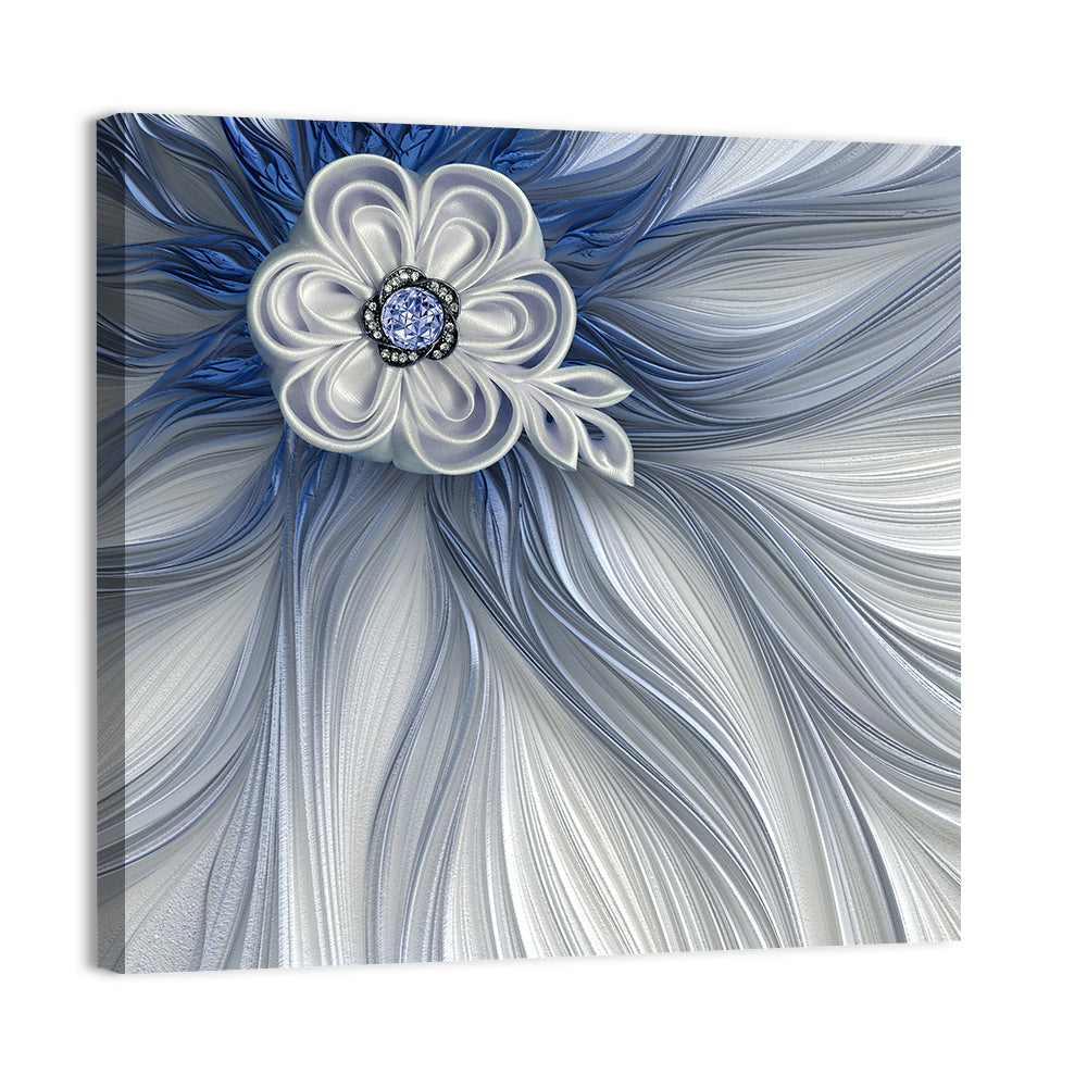 Fractal Flower with Blue Crystal Wall Art