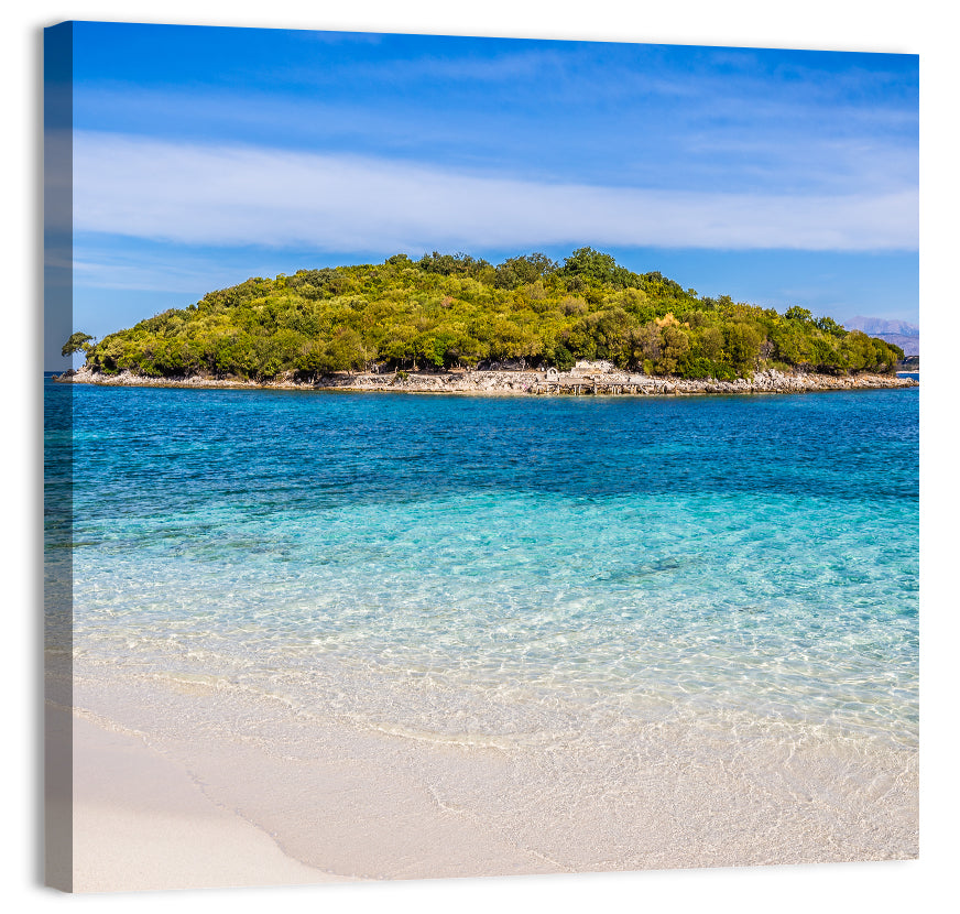 Butrint Turquoise Island Beach Wall Art
