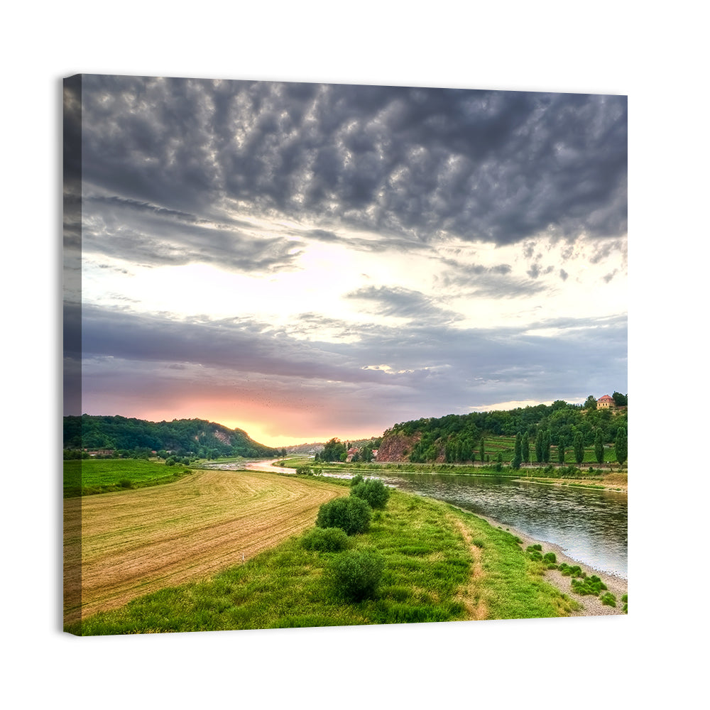 Elbe River at Golden Hour Wall Art