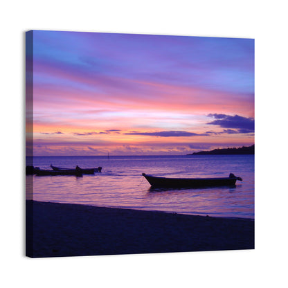 Malolo Island Sunset with Moored Boats Wall Art